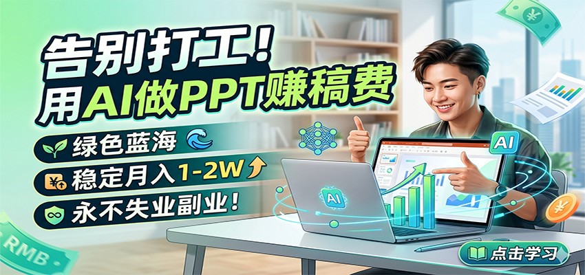 告别打工！用AI做PPT赚稿费，绿色蓝海，稳定月入1-2W，永不失业副业！-蓝海云网创