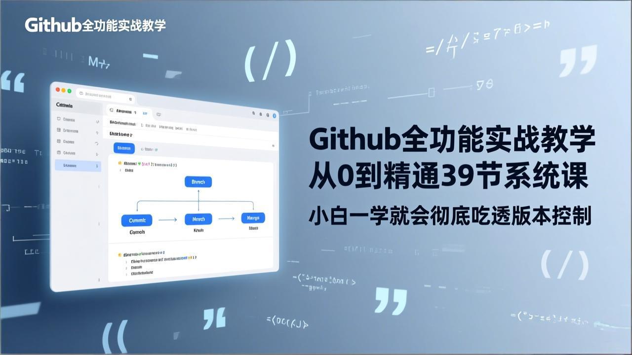 GitHub-全功能实战教学，从0到精通39节系统课，小白一学就会彻底吃透版本控制-蓝海云网创
