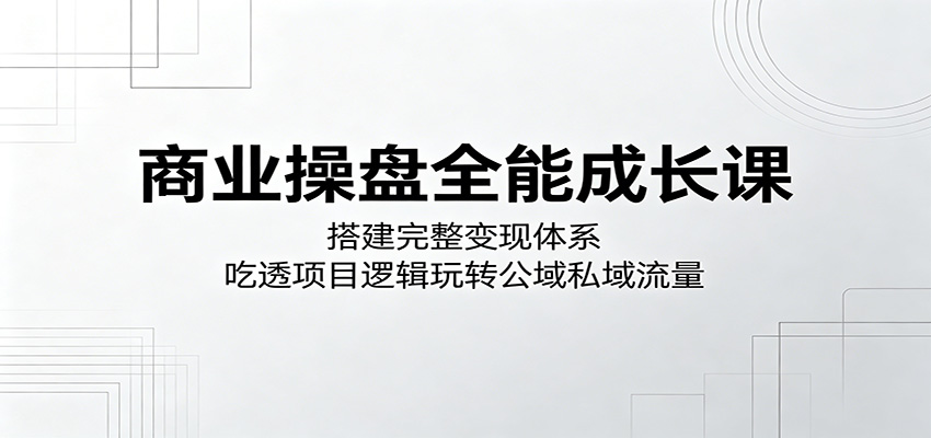商业操盘全能成长课：搭建完整变现体系，吃透项目逻辑玩转公域私域流量-蓝海云网创