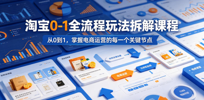 淘宝0-1全流程玩法拆解课程，从0到1，掌握电商运营的每一个关键节点-蓝海云网创