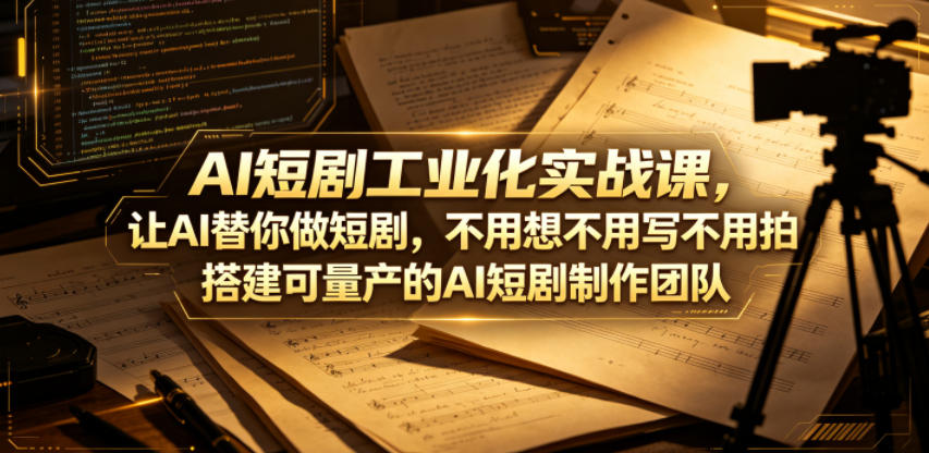 AI短剧工业化实战课，让AI替你做短剧，不用想不用写不用拍，搭建可量产的AI短剧制作团队-蓝海云网创