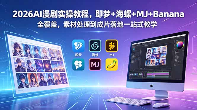 2026AI漫剧实操教程，即梦+海螺+MJ+Banana全覆盖，素材处理到成片落地一站式教学-蓝海云网创