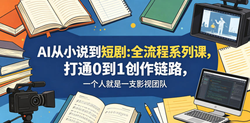 AI从小说到短剧全流程系列课，打通0到1创作链路，一个人就是一支影视团队-蓝海云网创