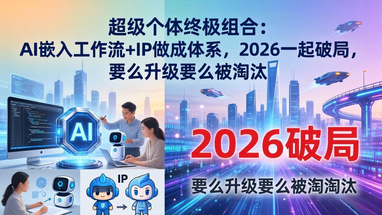 超级个体终极组合：AI嵌入工作流+IP做成体系，2026一起破局，要么升级要么被淘汰-蓝海云网创