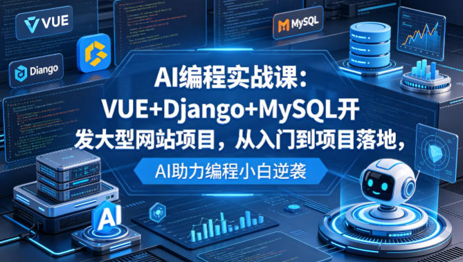 AI编程实战课：VUE+Django+MySQL开发大型网站项目，从入门到项目落地，AI助力编程小白逆袭-蓝海云网创