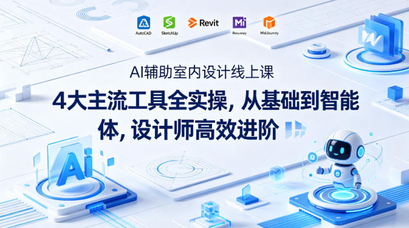 AI辅助室内设计线上课｜4大主流工具全实操，从基础到智能体，设计师高效进阶-蓝海云网创