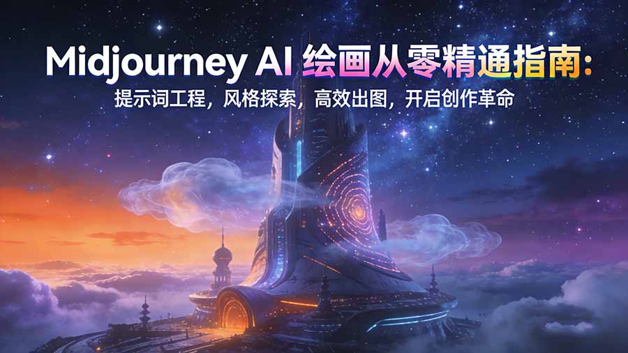 Midjourney AI绘画从零精通指南：提示词工程，风格探索，高效出图，开启创作革命-蓝海云网创