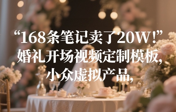 168条笔记卖了20W！婚礼开场视频定制模板，小众虚拟产品-蓝海云网创