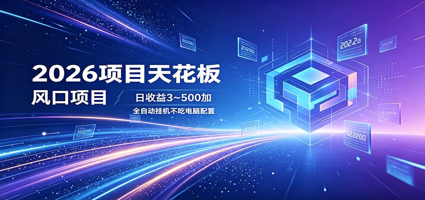 2026项目天花板，风口项目，日收益3~500+全自动挂机，不吃配置-蓝海云网创