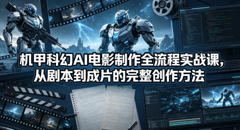 机甲科幻AI电影制作全流程实战课，从剧本到成片的完整创作方法-蓝海云网创