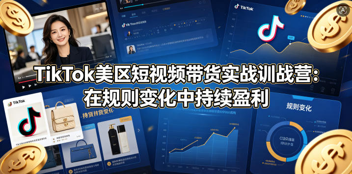 TikTok美区短视频带货实战训战营：在规则变化中持续盈利-蓝海云网创