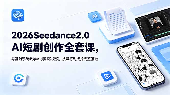 2026Seedance2.0AI短剧创作全套课，零基础系统教学AI漫剧短视频，从灵感到成片完整落地-蓝海云网创
