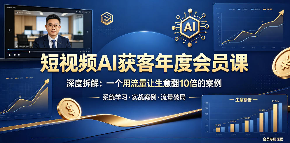 短视频AI获客年度会员课，深度拆解，一个用流量让生意翻10倍的案例-蓝海云网创