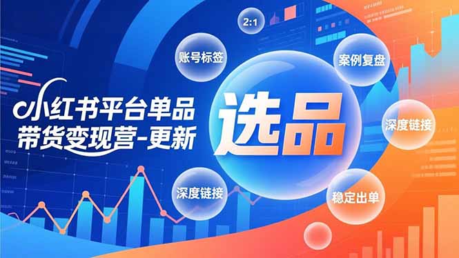 小红书平台单品带货变现营-更新，极致选品、账号标签、案例复盘，深度链接，快速启动稳定出单-蓝海云网创