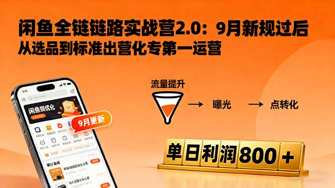 闲鱼变现课3.0：掌握链接优化、流量提升、商业变现，单日利润800+-蓝海云网创