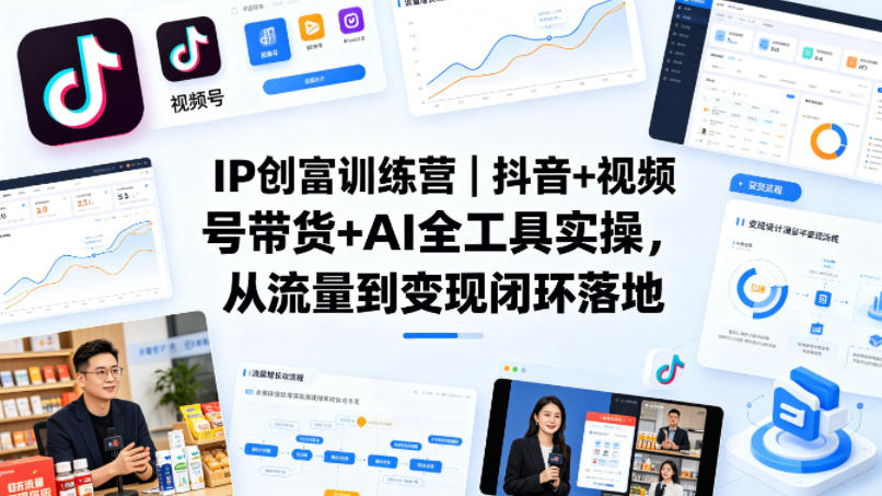 IP创富训练营｜抖音+视频号带货+AI全工具实操，从流量到变现闭环落地-蓝海云网创