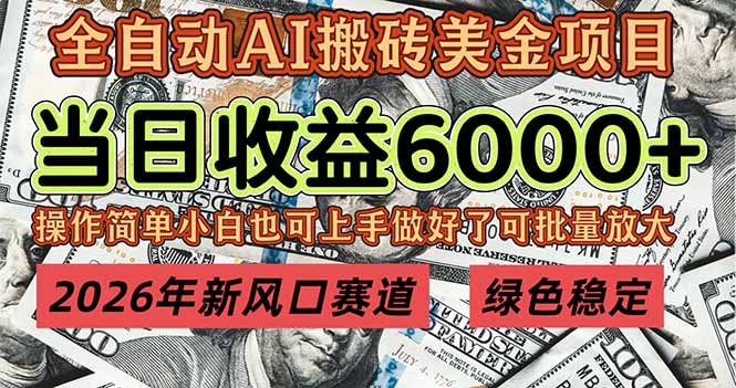 2026年新风口赛道，当日6000+以上，可批量放大，月收入20万+，长期绿色稳定的项目-蓝海云网创