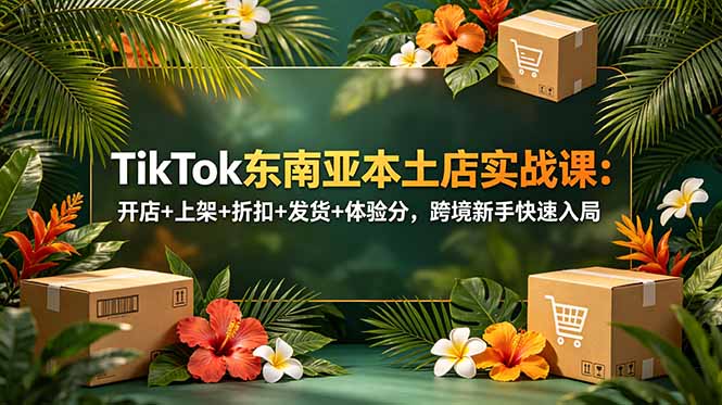 TikTok东南亚本土店实战课：开店+上架+折扣+发货+体验分，跨境新手快速入局-蓝海云网创