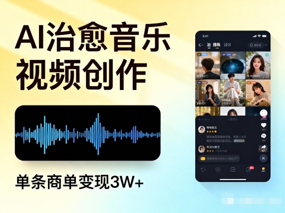 AI做治愈音乐视频，多平台投稿，单条商单变现3W+-蓝海云网创
