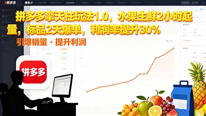 拼多多 擎天柱玩法1.0，水果生鲜2小时起量，标品2天爆单，利润率提升30%-蓝海云网创
