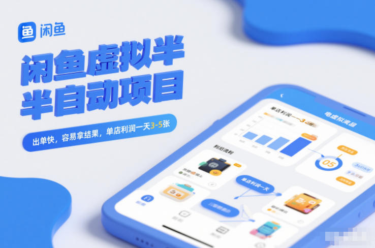闲鱼虚拟半自动项目，出单快，容易拿结果，单店利润一天3-5张-蓝海云网创