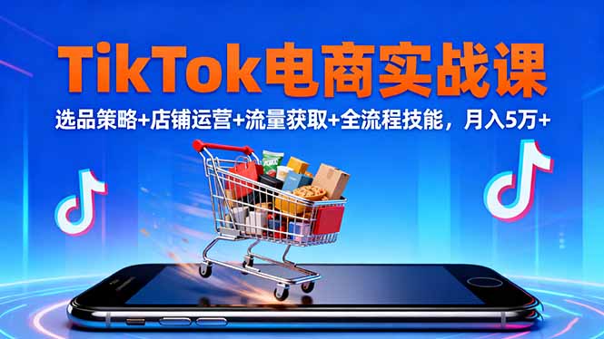 TikTok电商实战课10月,选品策略+店铺运营+流量获取+全流程技能,月入5万+-蓝海云网创