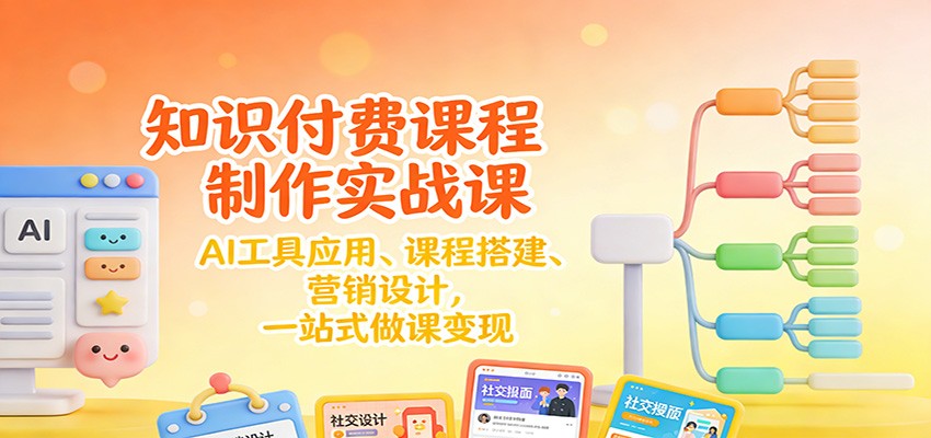 知识付费课程制作实战课：AI工具应用 、课程搭建、营销设计，一站式做课变现-蓝海云网创