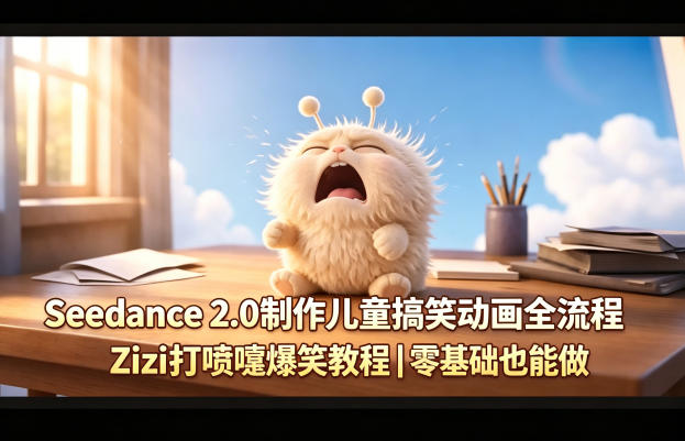 Seedance 2.0制作儿童搞笑动画全流程Zizi打喷嚏爆笑教程｜零基础也能做-蓝海云网创