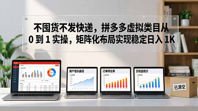 不囤货不发快递，拼多多虚拟类目从 0 到 1 实操，矩阵化布局实现稳定日入 1K-蓝海云网创