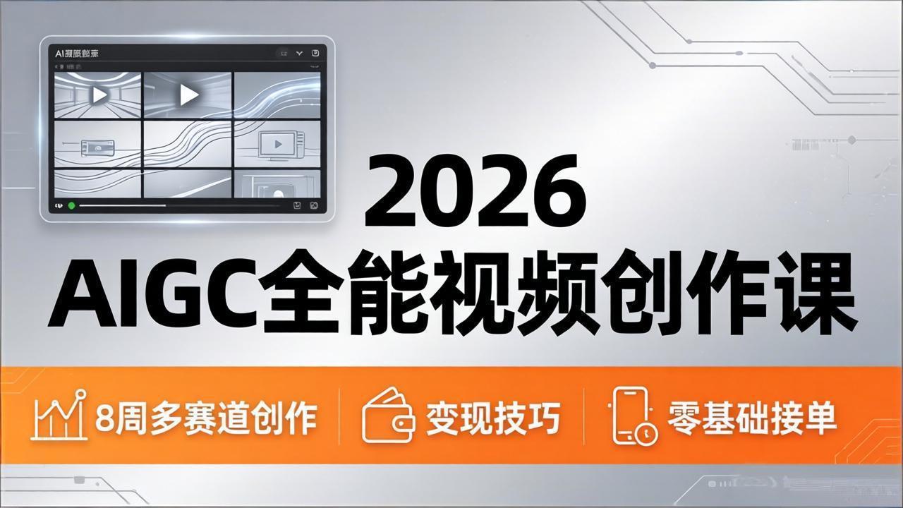 2026AIGC全能视频创作课，8周吃透多赛道创作+变现，零基础也能高效出片接单-蓝海云网创