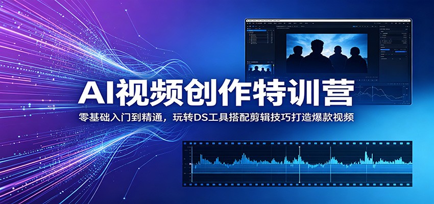 AI视频创作特训营：零基础入门到精通，玩转DS工具搭配剪辑技巧打造爆款视频-蓝海云网创