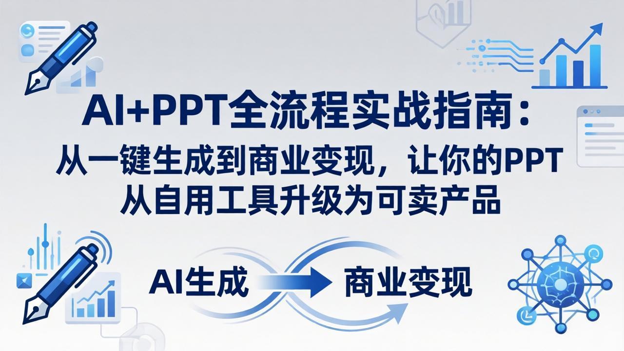 AI+PPT全流程实战指南-更新4月21：从一键生成到商业变现，让你的PPT从自用工具升级为可卖产品-蓝海云网创