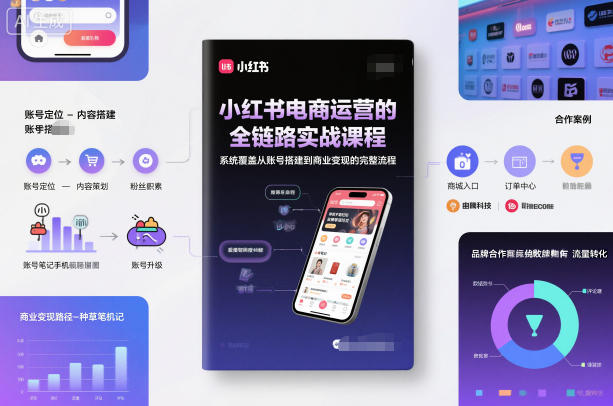 小红书电商运营的全链路实战课程，系统覆盖从账号搭建到商业变现的完整流程-蓝海云网创