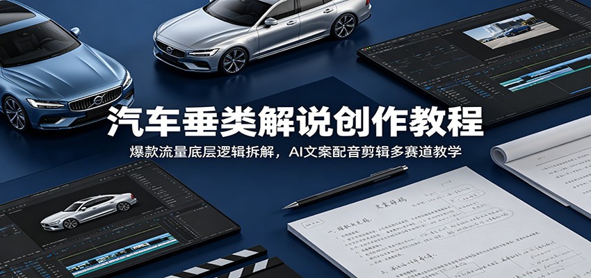 汽车垂类解说创作教程：爆款流量底层逻辑拆解，AI文案配音剪辑多赛道教学-蓝海云网创