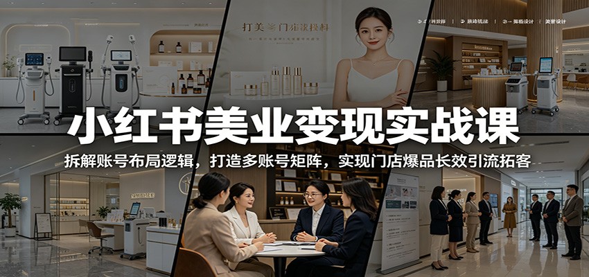 小红书美业变现实战课：拆解账号布局逻辑，打造多账号矩阵，实现门店爆品长效引流拓客-蓝海云网创