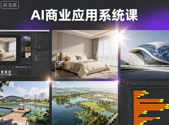 AI商业应用系统课，室内-软装-建筑-景观，智能设计+效果图+动画画实战-蓝海云网创