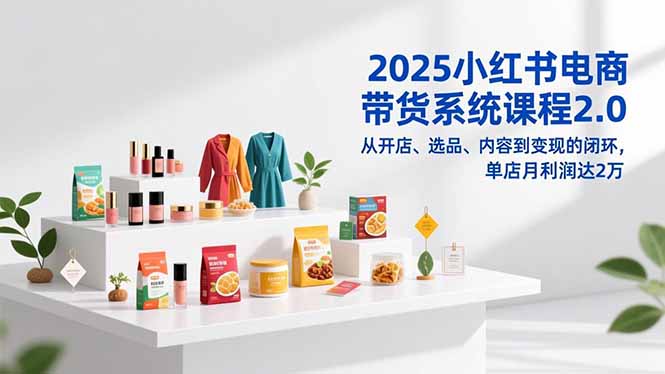 2025小红书电商带货系统课程2.0，从开店、选品、内容到变现的闭环，单店月利润达2万-蓝海云网创