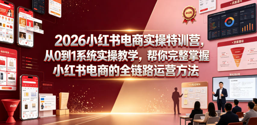 2026小红书电商实操特训营，从0到1系统实操教学，帮你完整掌握小红书电商的全链路运营方法-蓝海云网创