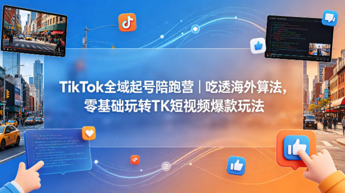 TikTok全域起号陪跑营｜吃透海外算法，零基础玩转TK短视频爆款玩法-蓝海云网创