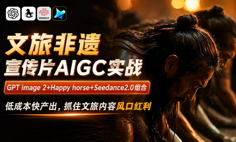 文旅非遗宣传片AIGC实战，GPT image 2+Happy horse+Seedance2.0组合，低成本快产出，抓住文旅内容风口红利-蓝海云网创