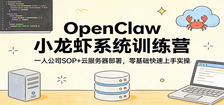 OpenClaw小龙虾系统训练营:一人公司SOP,云服务器部署,零基础快速上手实操-蓝海云网创