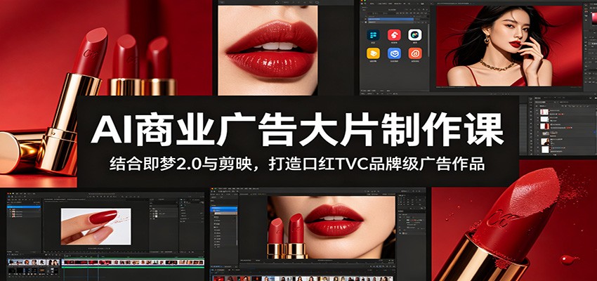 AI商业广告大片制作课：结合即梦2.0与剪映，打造口红TVC品牌级广告作品-蓝海云网创