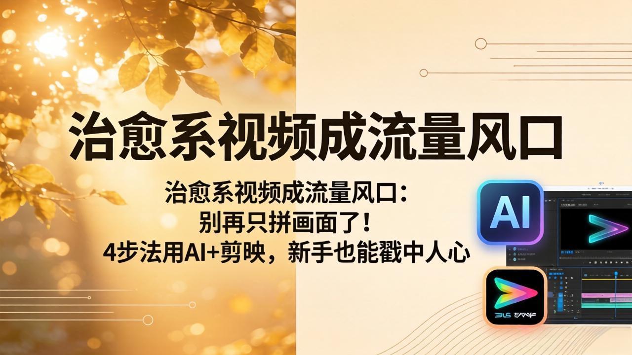 治愈系视频成流量风口：别再只拼画面了！4步法用AI+剪映，新手也能戳中人心-蓝海云网创