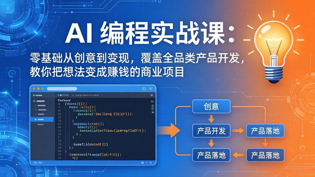 AI编程实战课-第三期-5月3更新：零基础从创意到变现，覆盖全品类产品开发，把想法变成赚钱项目-蓝海云网创
