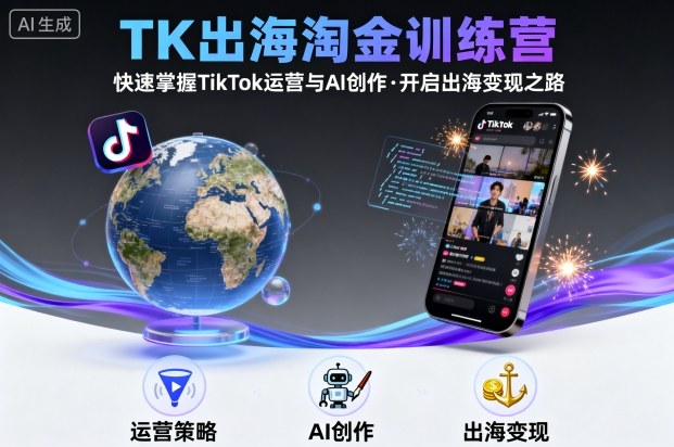 TK出海淘金训练营,助你快速掌握TikTok运营与AI创作,开启出海变现之路-蓝海云网创