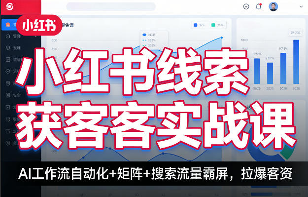 小红书线索获客实战课，AI工作流自动化+矩阵+搜索流量霸屏，拉爆客资-蓝海云网创