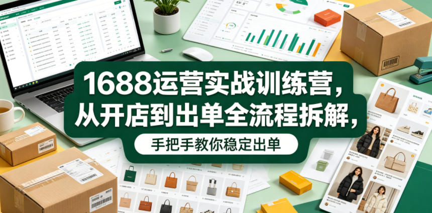 1688运营实战训练营，从开店到出单全流程拆解，手把手教你稳定出单(更新0620)-蓝海云网创