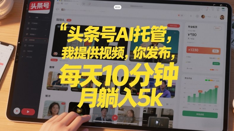 头条号AI托管，我提供视频，你发布，每天10分钟，月躺入5k+【揭秘】-蓝海云网创