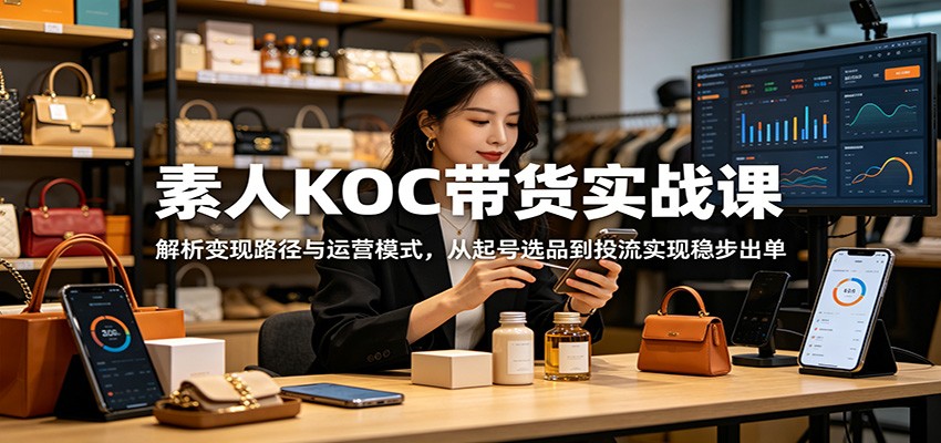 素人KOC带货实战课：解析变现路径与运营模式，从起号选品到投流实现稳步出单-蓝海云网创