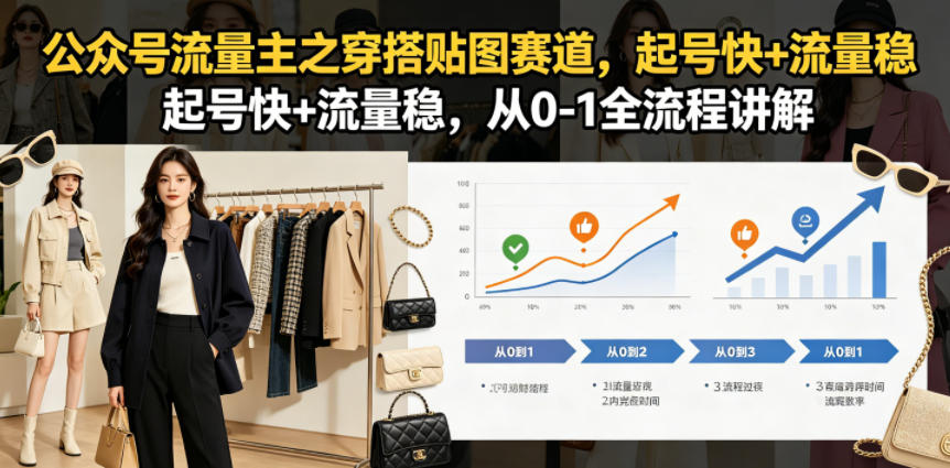 公众号流量主之穿搭贴图赛道，起号快+流量稳，从0-1全流程讲解-蓝海云网创
